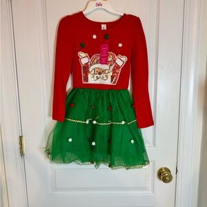 Sunny Fashion Girls Red & Green Christmas Tutu Dress with Santa Sequin